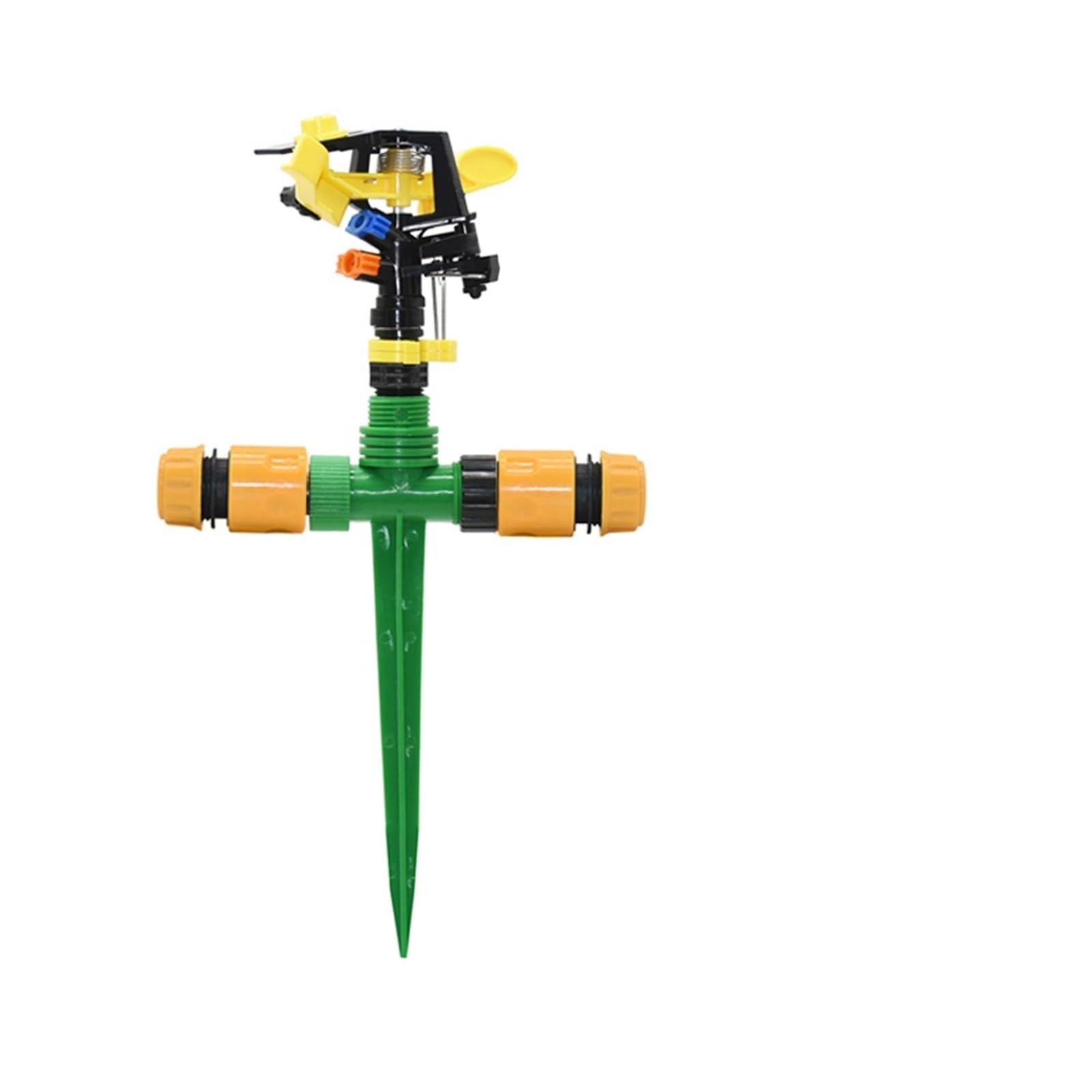 Pengwei 1I2 X 1I2 Hose 1/2" 3/4" Thread Garden Lawn Rotary Watering Sprinklers Automatic 360 Degrees Farm Rocker Sprinkler Irrigation Water Nozzle(1I2 X 1I2 Hose)