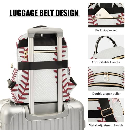 Image of ALAZA Baseball Red Lace Women Backpack Purse Ladies Fashion Shoulder Bag Daypack Travel Bag 10L