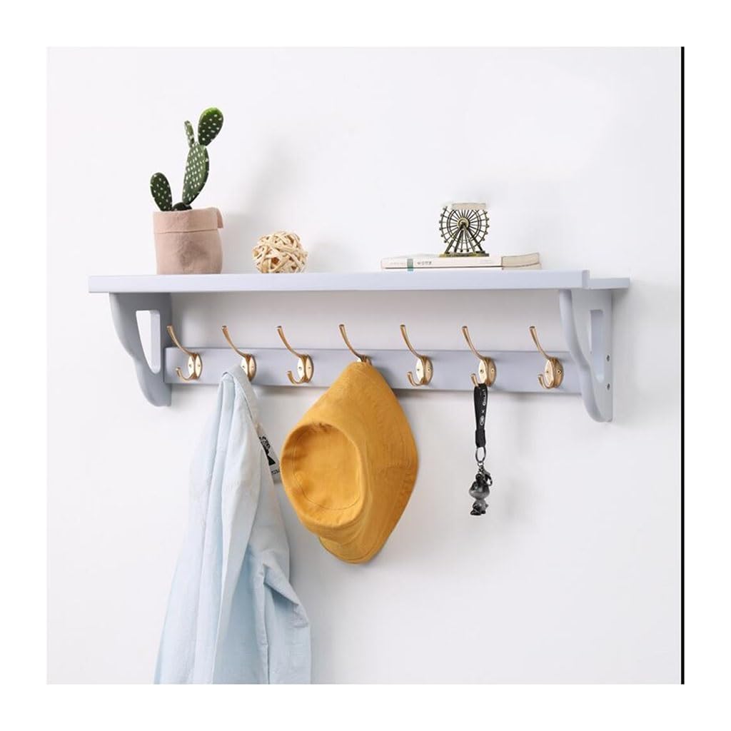JNTFNE Wall Mount Coat Rack with Shelf - Wood Hanging Hanger Hat for Entryway Mudroom Hooks Underneath