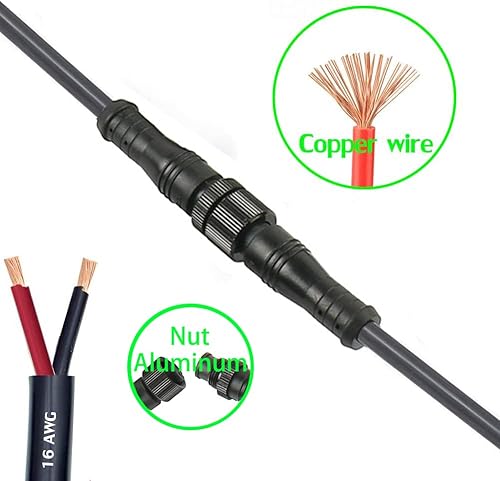 Miniatura 8 de dstfuy Conector impermeable de 2 cables, conector LED macho hembra de 16 AWG de 2 pines con cable de extensión IP65, 7.9 in para automóvil, tira de