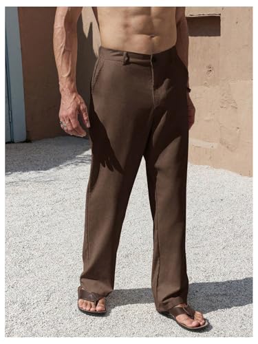 Floerns Men's Straight Leg Dress Pants Elastic Waist Flat Front Work Suit Trousers4