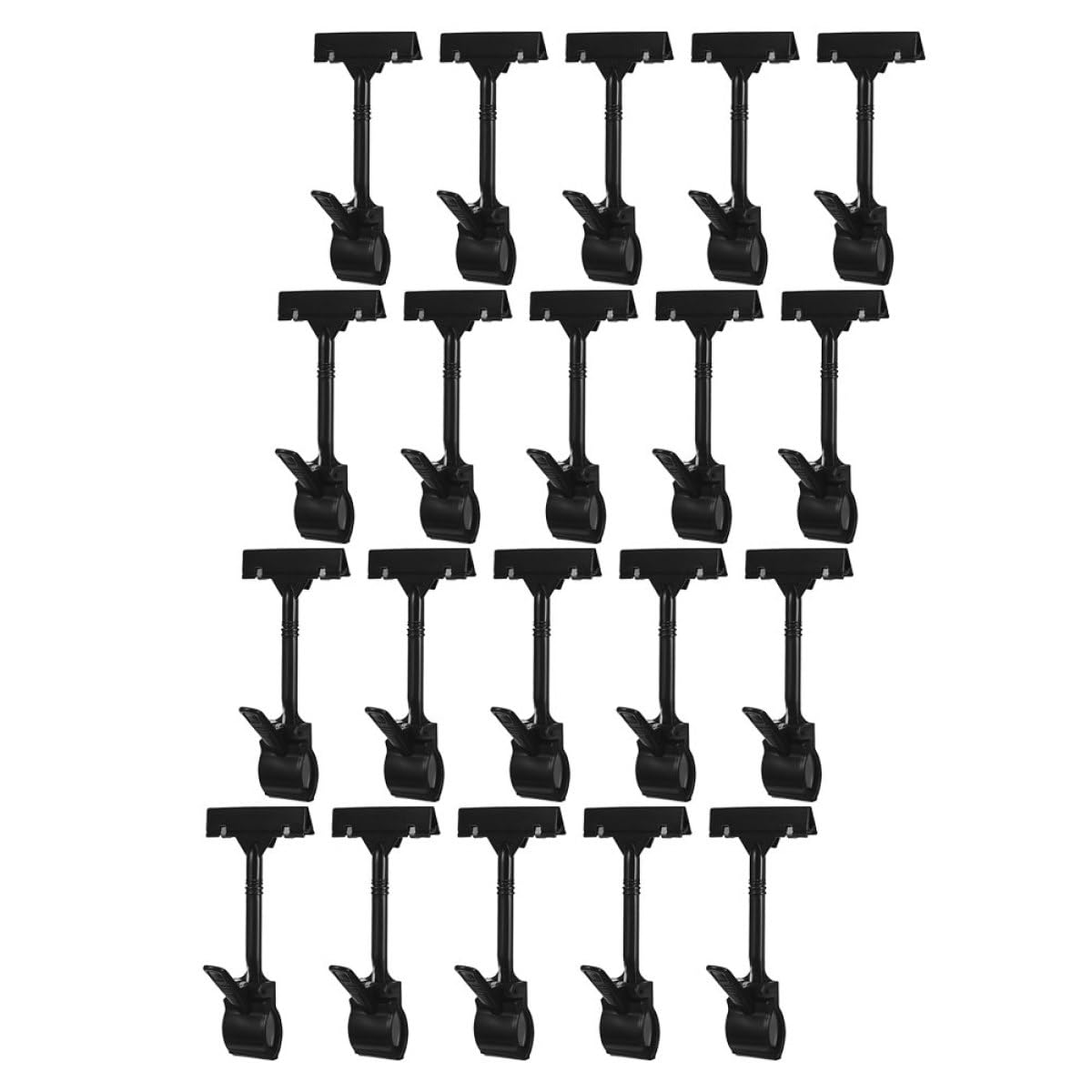SUPVOX Clip Porta Cartelli Girevole in Plastica Nera Set da 20 Pezzi Supporto per Esposizione Cartellini Prezzi per Supermercati e Negozi al Dettaglio