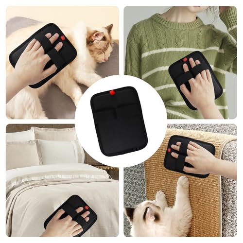 Image of Static Removal Gloves for Pet Hair,Reusable Double-Sided Grooming Gloves,Cleans All Surfaces Easily,Suitable for Sofas,Clothes,Car Detailing,Carpets,Beds,Bedding,Furniture (Black)