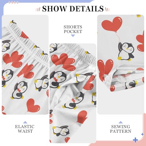 ZZKKO Cute Penguins Valentine Heart Balloons Boys Pants for Kids Jogger Pants with Pockets S-XL4