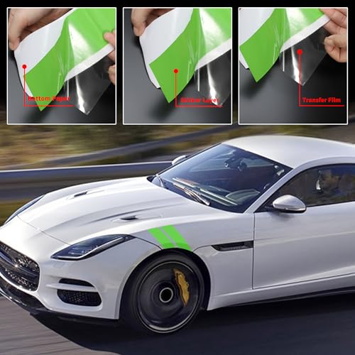 Image of TOMALL 2 Pair Racing Sport Stripe Vinyl Decals for Car Fender Hood Bumper Trunk Auto Stripe Graphic Stickers Decorations for Pickup Vehicle SUV Truck Off-Road (Green)