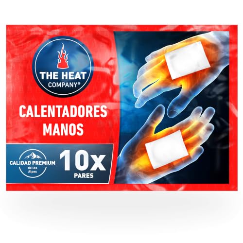 THE HEAT COMPANY Calentadores Manos - 10 Pares - Extra CÁLIDO - Calienta Bolsillos - 12 Horas de Manos Calientes - Calor instantáneo - Activado por Aire - Puro Natural