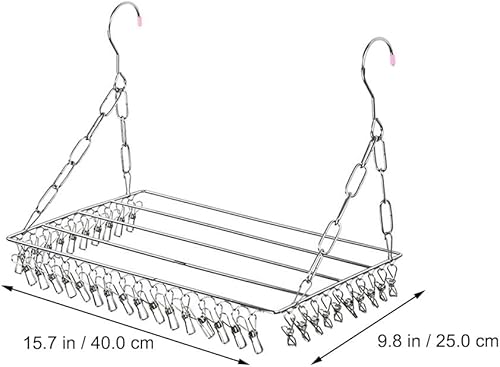 Miniatura 2 de Cabilock Percha de metal para abrigos, 36 clips, de acero inoxidable, para secar ropa, ropa interior, sujetadores, soporte de secado con clip,