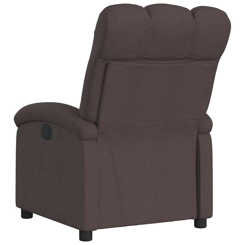 Poltrona relax elettrica in tessuto marrone scuro con poggiapiedi e schienale, sedia imbottita per soggiorno e camera da letto, comoda sedia con braccioli con imbottitura stabile ed elettrica