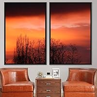 2 Piece Framed Canvas Wall Art Sunrise in The Trees Canvas Prints Home Artwork Decoration for Living Room,Bedroom - 16