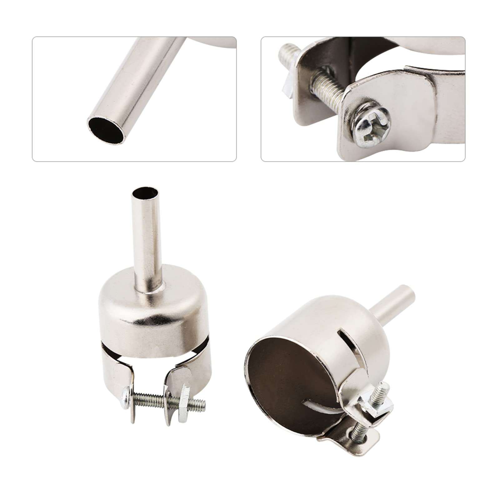 Heat Nozzle Kit for Air Soldering Stations Compatible with 850A/852D/852D - 8pcs Set Steel Tips 3mm-12mm for Precise BGA Soldering and Repair Tools