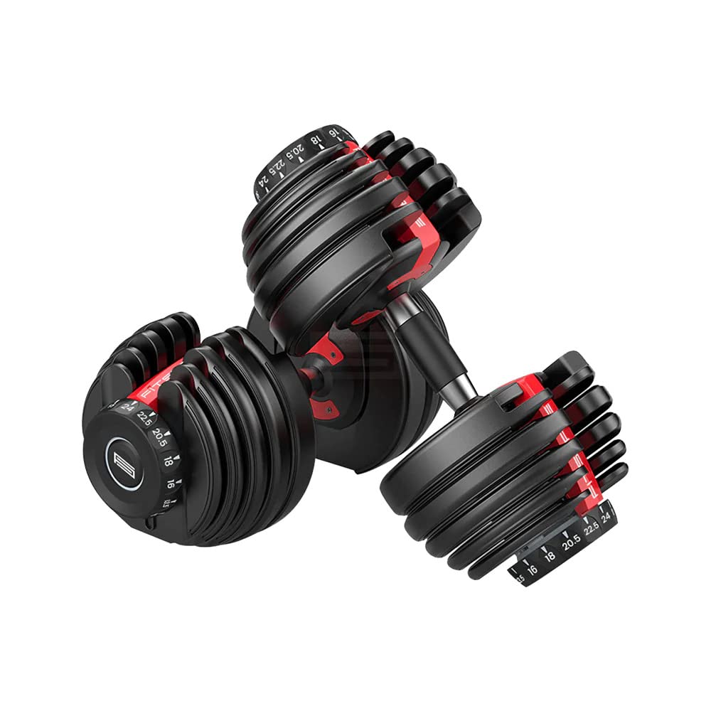 Fitspace Adjustable Dumbbell pair | (Designed in USA) 24kg with Metal and PVC Dumbbell Plates, Home Workout Equipment, Exercise & Fitness Set 24kg, Pair of 2 with stand (Red Color) (B0BJ6S3ZYJ) Amazon Price History, Amazon Price Tracker