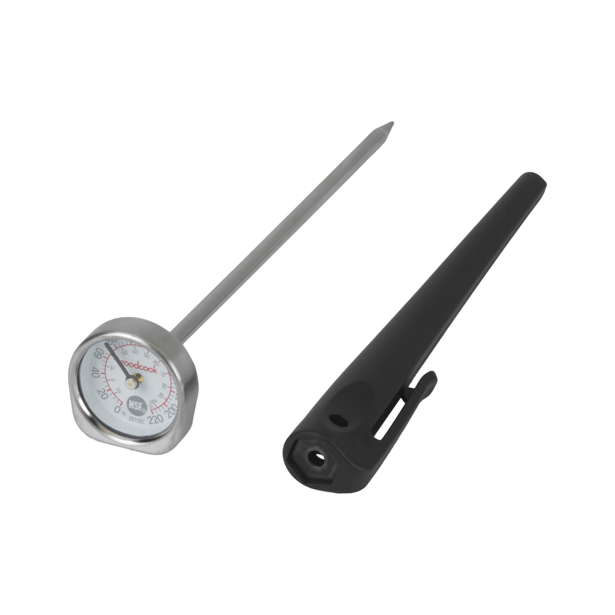 GoodCook Everyday Digital Instant Read Thermometer LCD Display Stainless Steel Probe Recalibratable Includes Protective Pocket Sleeve