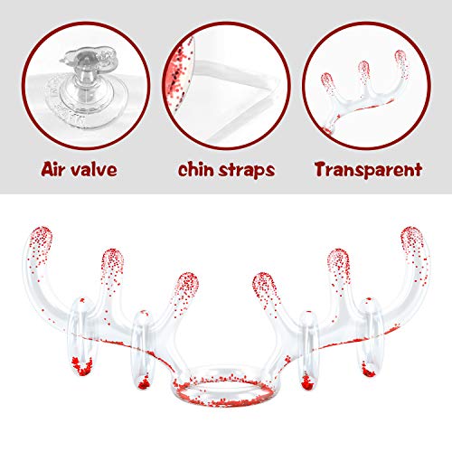MeiGuiSha 2 Pack Inflatable Reindeer Antler,Inflatable Reindeer Antlers with Sequins, Ring Toss Games for Christmas Party Games Indoor School Carnival Games(2 Antlers 8 Rings) - Thumbnail 4