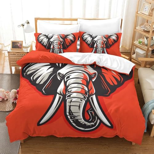 Housse de couette éléphant microfibre 3D parure avec fermeture éclair