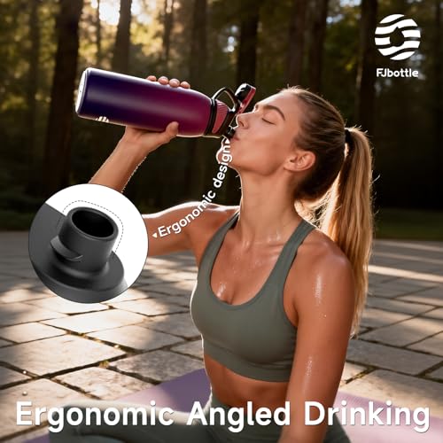 Image of Fjbottle Insulated Stainless Steel Water Bottle, 24 Oz Leakproof Water Bottles, Ice Reusable Tumbler, Double Wall Vacuum Jug, Lightweight Durable for Traveling & Sports, Workout, 24oz