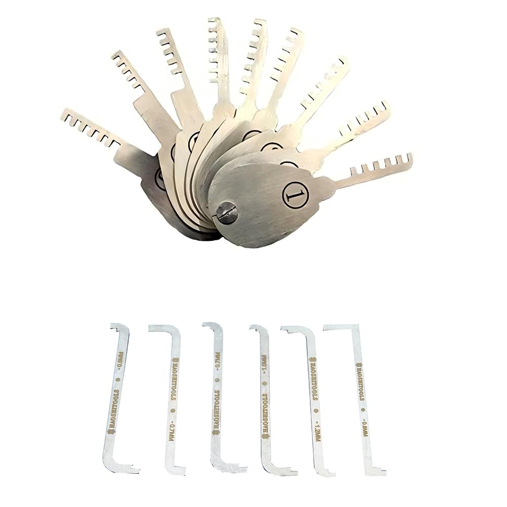 Great Lockpick Kit for Door Lock,9pcs Comb Lock Pick Tools with 6pcs Tension Wrench Tools