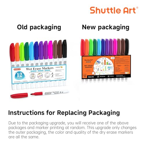 Shuttle Art 12 Colors 1mm Fine Tip Wet Erase Markers for Overhead Projectors and Whiteboards
