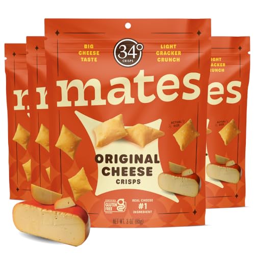 34 Degrees Mates Original Gouda Cheese Crisps - Light & Crispy Cheese Crisps | Gluten-Free, Low Calorie, Healthy Snack for Adults & Kids - 4 Pack - image 1