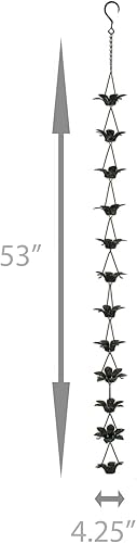 Miniatura 4 de Zeckos Verdigris - Cadena de lluvia de flores de lirio de metal con acabado con colgador adjunto, 48 pulgadas