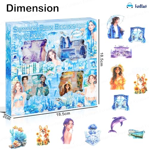 Image of FunBlast Self Adhesive 640Pcs /100 Sheets, Aesthetic Butterfly Stickers, Retro Decorative Sticker's for Scrapbook, Japanese Style Sticker's for Project, Journals, Scrapbooking (Summer)
