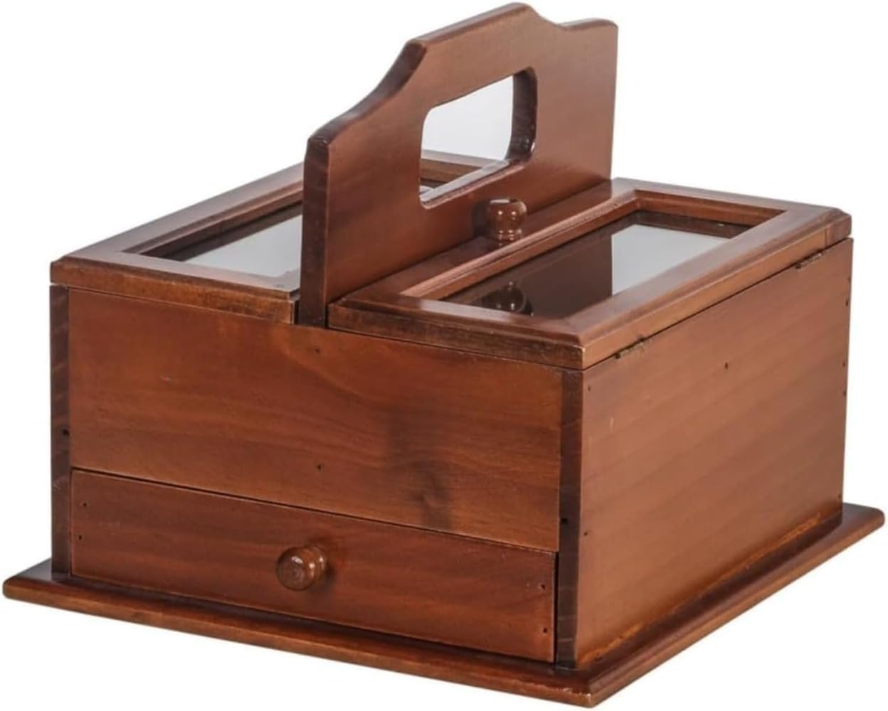 裁縫箱 ソーイングキット レトロな木製ソーイングバスケット ポータブルソーイングボックス 引き出しタイプのデスクトップ収納ボックス