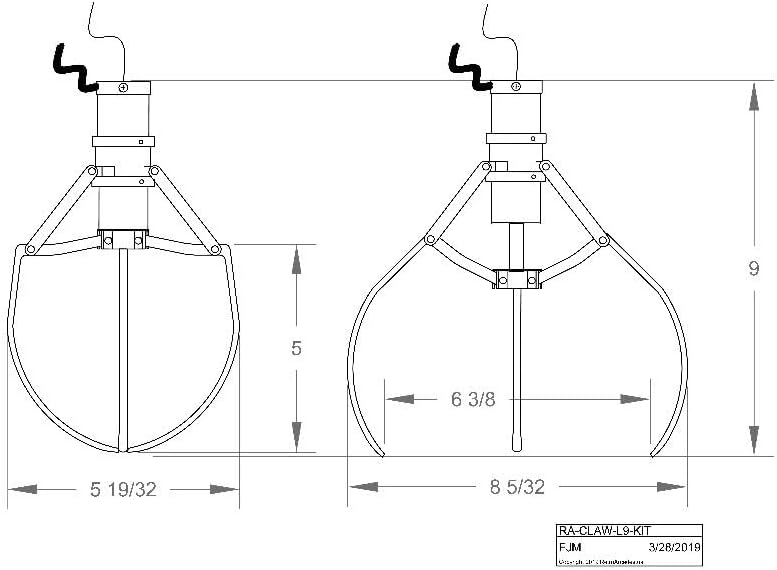 RetroArcade.us Crane Machine mid Size Replacement Claw Hand kit, Height is 9 inch with Coil and Cap