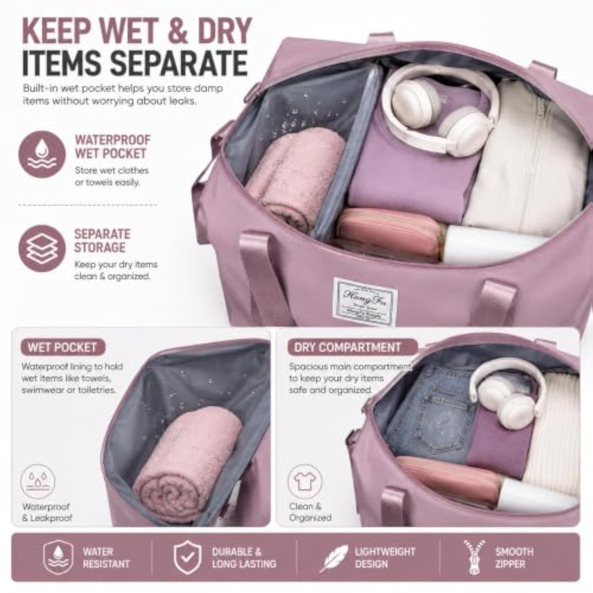 Travel Bag for Women, Stylish Pink Design
