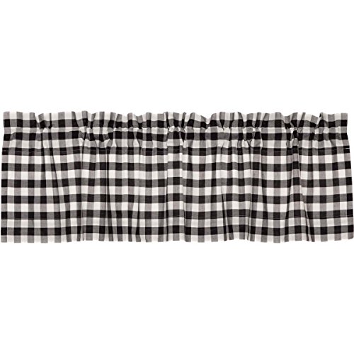 VHC Brands Annie Buffalo Check Curtain Valance Black 16×60