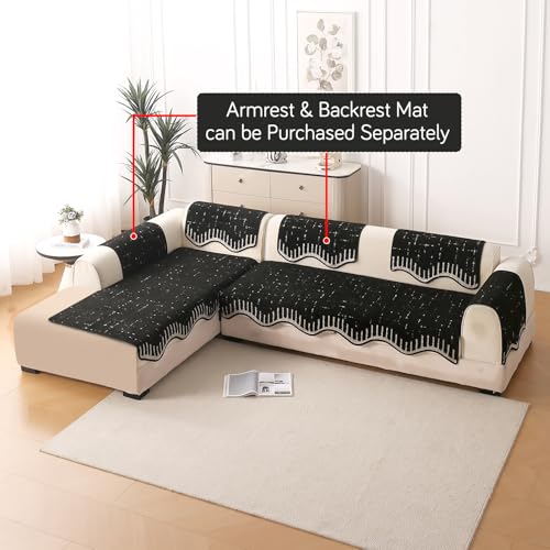 Image of HOKIPO Supple Soft Wavy Sofa Cover L Shape 6 Seater Mat, 3+3, Green