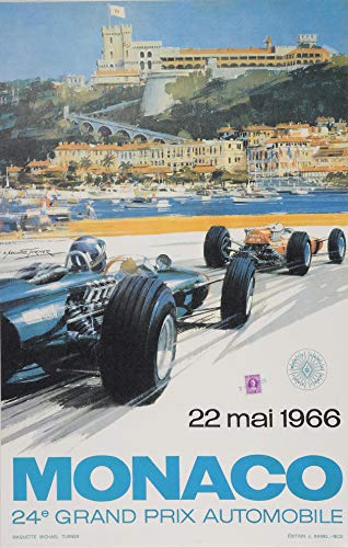 Gran Premio Mónaco 1966   Póster de impresión (Formato 50 x 70 cm, Papel de 300 g/m², Venta del Archivo Digital de Alta definición). (Tienda: exhibición de minoristage.FR).