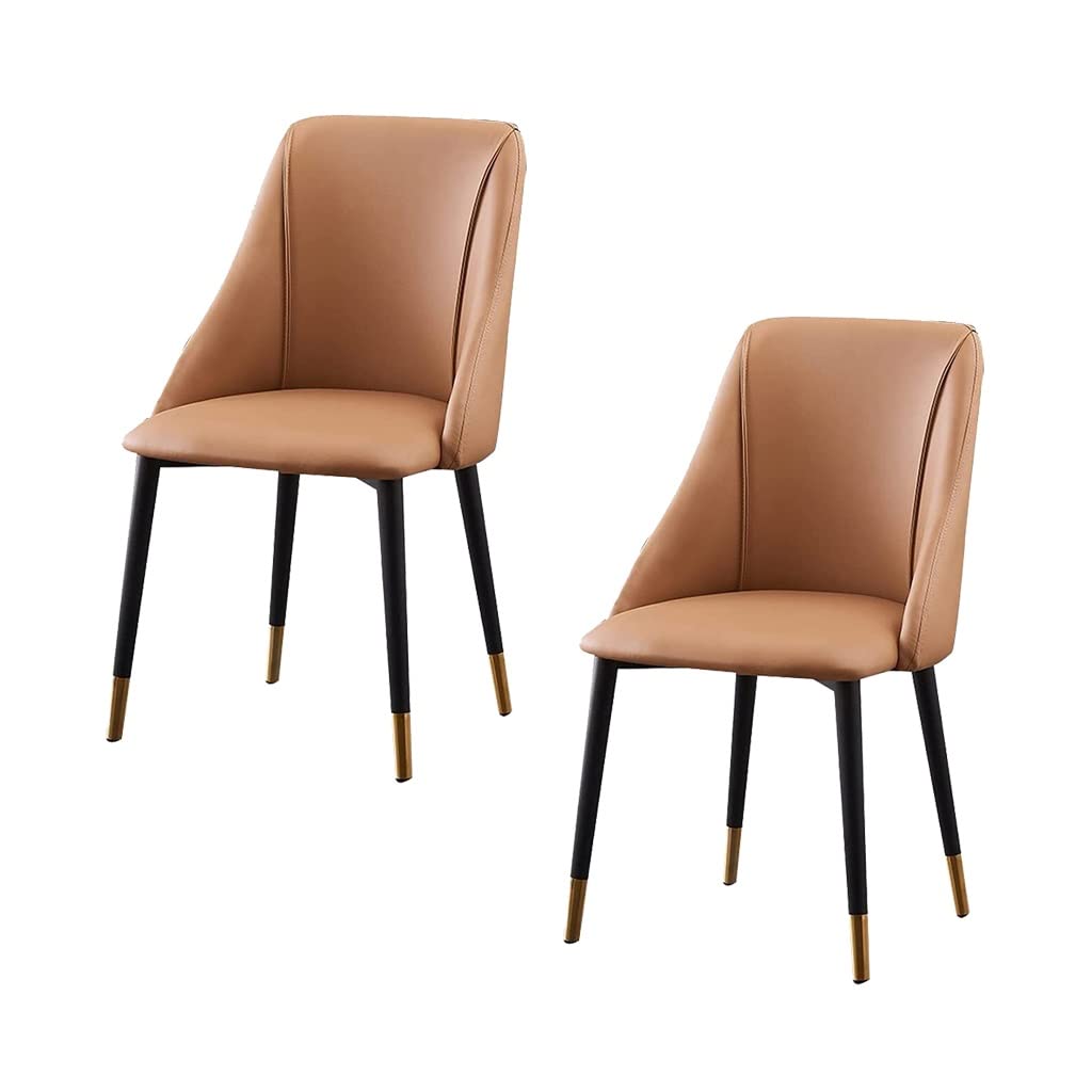 SJIALEN Dining Chairs Set of 4, with Metal Legs Apartment Living Room Side Chair Water Proof PU Leather Kitchen Lounge Counter Chairs Kitchen Chair (Color : Brown)