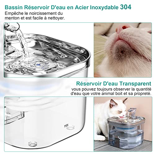 Fontaine à eau pour chat silencieuse distributeur eau 2 litres petits chiens - 6
