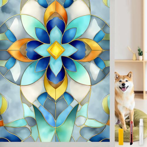 Película decorativa para ventana 17.5x38.3 pulgadas azul retro miniatura 3
