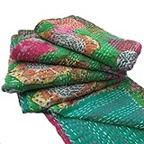 Photo Gallery handicrunch green kantha quilt cotton reversible bedspread floral handcrafted bedsheet home décor india Photo Gallery handicrunch green kantha quilt cotton reversible bedspread floral handcrafted bedsheet home décor india