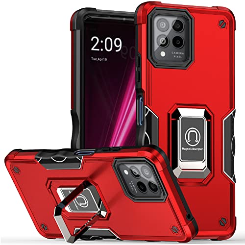 Coque pour T-Mobile Revvl 6 Pro 5G antichoc rouge avec béquille