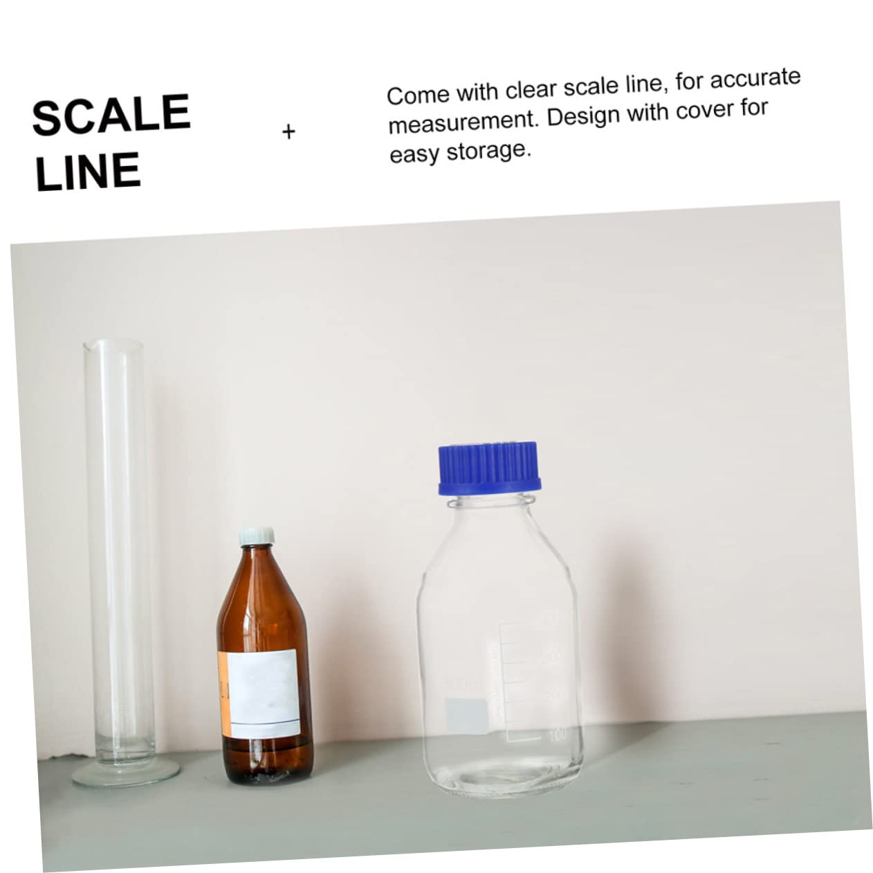 KICHOUSE 1pc Reagent Bottle Containers with Lids Round Media Storage Bottle Medicine Bottle Laboratory Supplies Bottles Sample Bottle Sealed Container Clear Container Carafe with Lids Glass