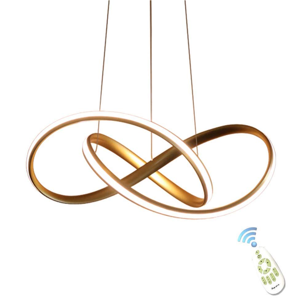 Gold Modern Acrylic Pendant Chandeliers Lighting LED Ceiling Light Fixture for Dining Room Kitchen Dimmable with Remote