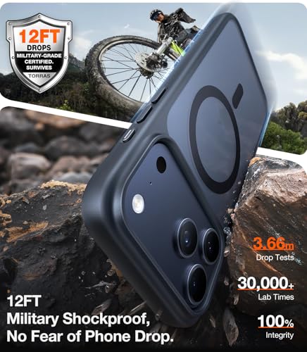 Image of TORRAS for iPhone 17 Pro Max Case with MagSafe 12FT Military Shockproof | Black, Durable & Sturdy & Velvety Touch, Magnetic Protective case for iphone 17 pro max cover, High Quality