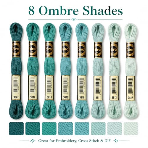 Image of FASHEWELRY 70 Yards Handmade Polyester Embroidery Floss Crewel Cross Stitch Threads 0.5mm 6-Ply Embroidery Thread Bulk for Beginners Adult DIY Sewing Knitting Supplies (Light Sea Green)