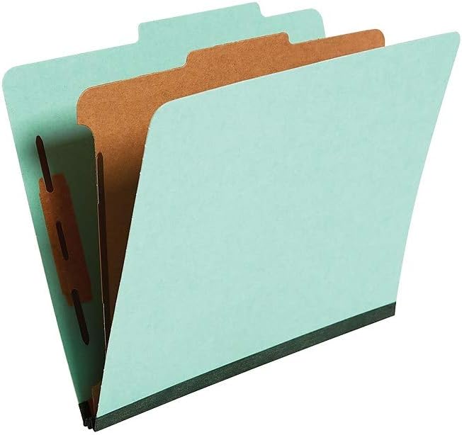 Staples Colored Pressboard Classification Folder, Letter Size, 1 Partition, Green, Durable Construction, 20/Pack