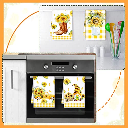 4 Pcs Kitchen Towels Sunflower Bee Dish Towels Decorative Absorbent Hand Polyester Towel With Hanging Loop For Kitchen Dishes Tea Towels For Home Housewarming Gifts Decor, 16 X 24'' (Yellow, Sweet) #TOP3