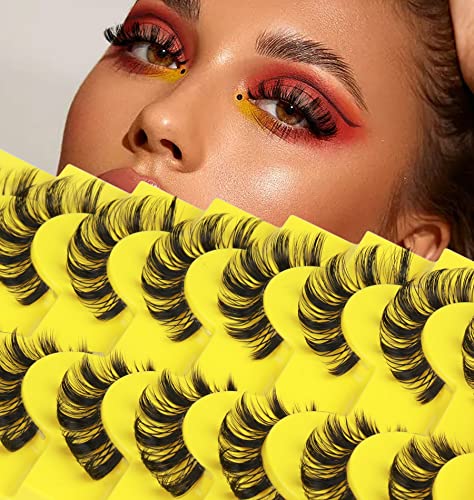 Russian Strip Lashes Natural Cat Eye Wispy False Eyelashes D Curl Look Like Eyelash Extension Clear Band Soft Fake Eyelashes Pack