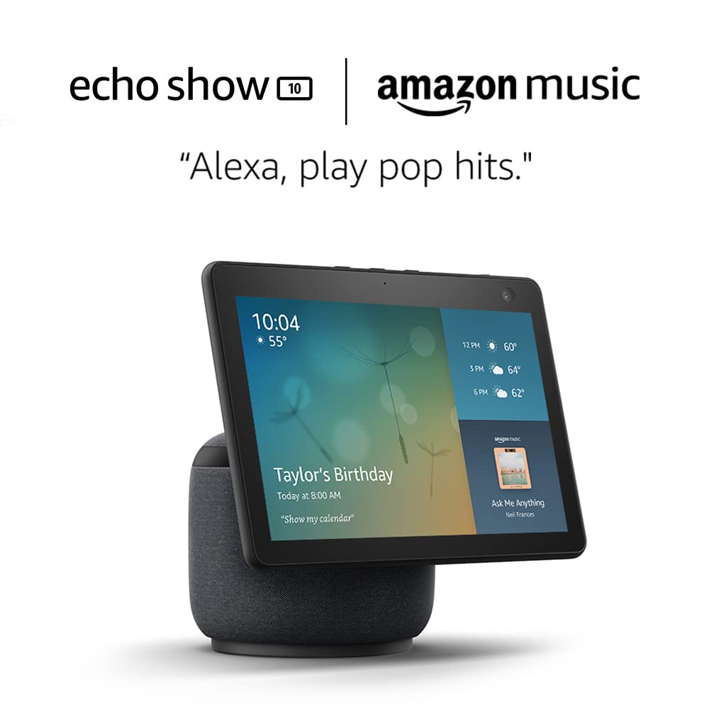 Echo Show 10 (3rd Gen) - Charcoal and 4 months of Amazon Music Unlimited FREE w/ auto-renewa