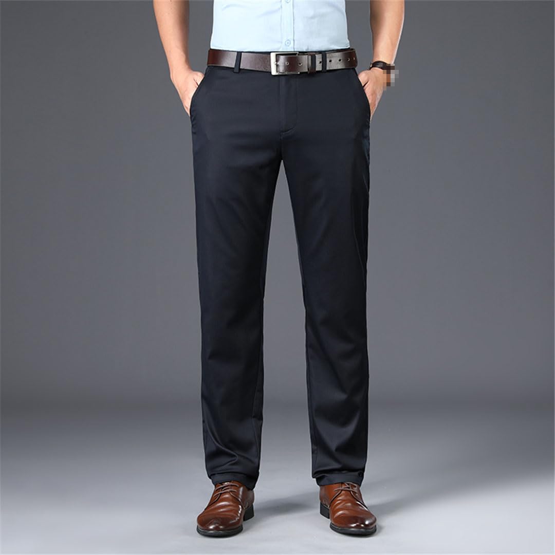Vogrtcc Pantaloni Casual da Uomo Pantaloni Lunghi Formali Dritti A Vita Media