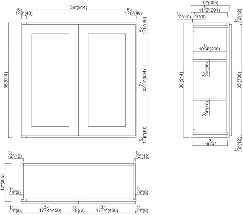 Miniatura 111 de Brookings Shaker - Armario de cocina de pared sin ensamblar W2736, 27 ancho x 12 profundidad x 36 alto, pintado blanco con Sherwin Williams®, madera