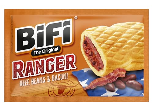 BiFi Ranger - 20er Pack (20 x 60g) – Wurstsnack mit Bohnen und Bacon in einem Teig - Original Salami-Snack to Go - für Unterwegs, im Büro oder beim Sport - Rind- und Schweinefleisch
