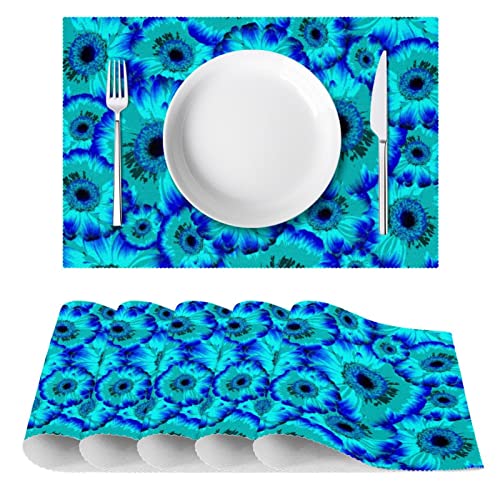 Set de table bleu pour table à manger et dîners conviviaux fleuris - 3