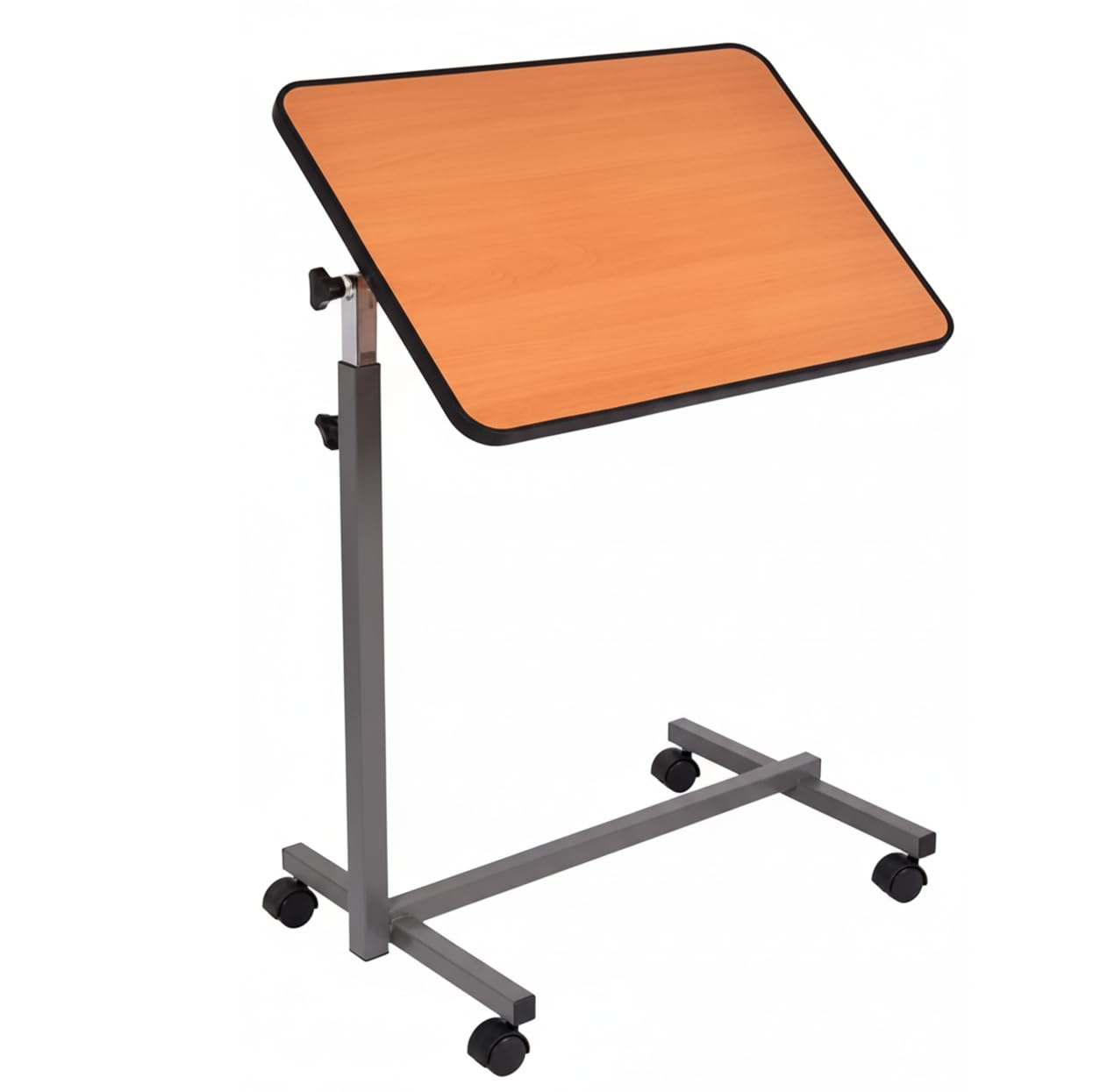 APP LIFE Tavolino Servitore Letto Regolabile Pieghievole Con Ruote Dispositivo Medico Pazienti Allettati Identificativo di registrazione BD/RDO: 2080272/R, Marrone E Silver, 71-110cm
