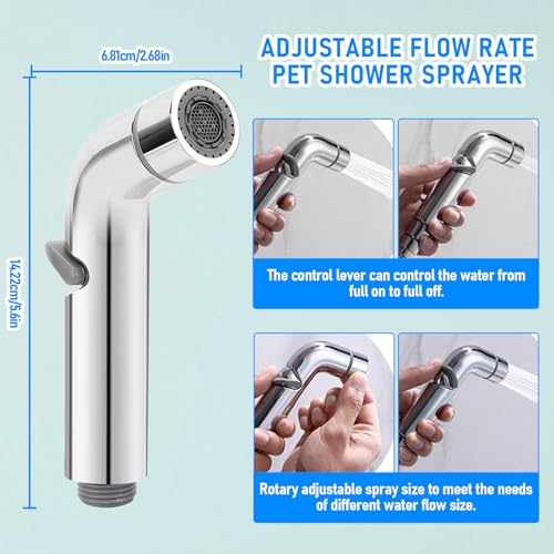 Pet Shower Sprayer, 6.6ft Extra Long Hose Dog Shower Attachment, Adjustable Rate Pet Shower Sprayer, Home Shower Attachment Spray Kit for Pet Bathing, Bathroom Cleaning by Gugxiom - Image 3
