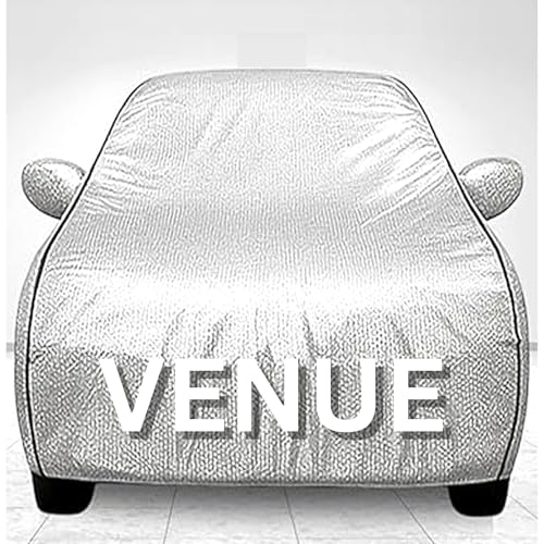 Image of 100% Waterproof Car Cover for Venue UV Protection, Dustproof, Windproof | Custom Fit with Mirror Pockets, Belt & Buckle | All Weather Outdoor Body Cover(Silver)